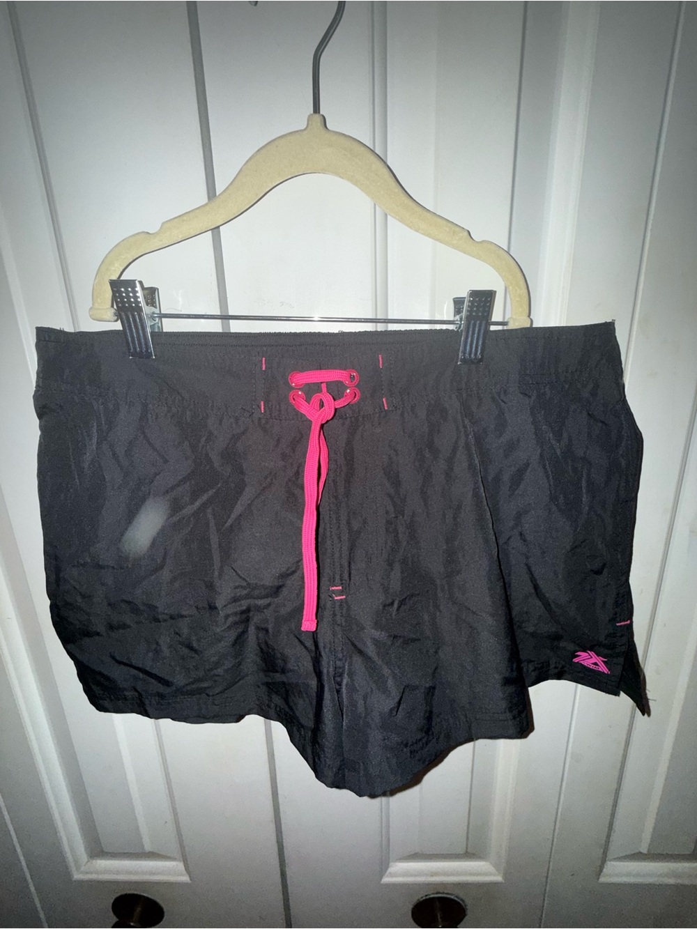 ZeroXposur Black Swim Shorts with Hot Pink Drawstring